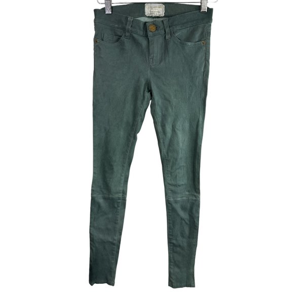 CURRENT/ELLIOTT100% Lamb Leather The Ankle Skinny in Grey Ink size 25
